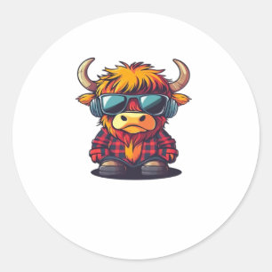 Coquette Highland Koe Bubblegum Tshirt Design, Hol Ronde Sticker