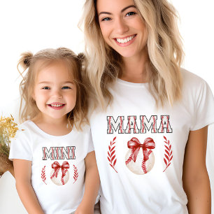 Coquette honkbal mama rode boog aangepaste rugnumm t-shirt