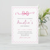 Coquette Invitation for Birthday Girl Bow Party (Debout devant)