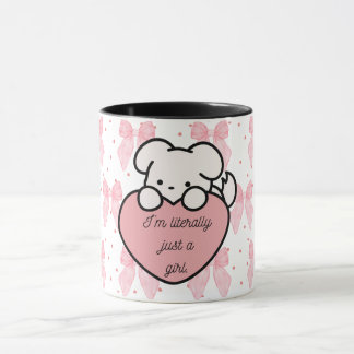Coquette Kawaii Girl Rose Heart Chien Mug