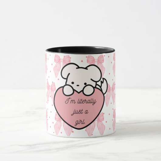 Coquette Kawaii Girl Rose Heart Chien Mug (Centre)
