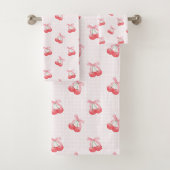 Coquette Kersen Bow Pattern Bad Handdoek (Insitu)