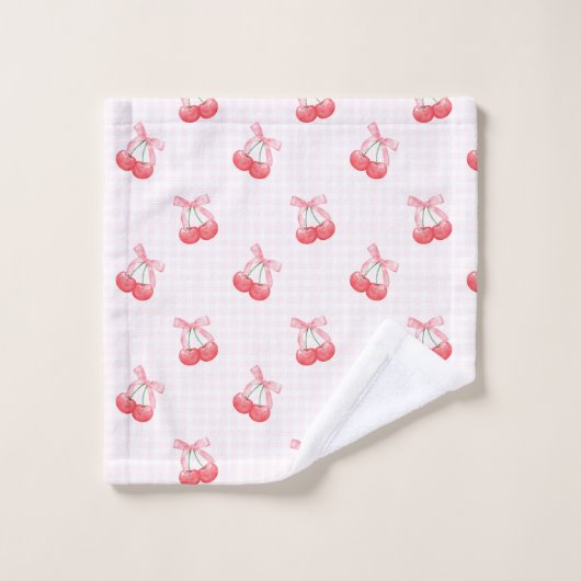 Coquette Kersen Bow Pattern Bad Handdoek (Wasdoekje)