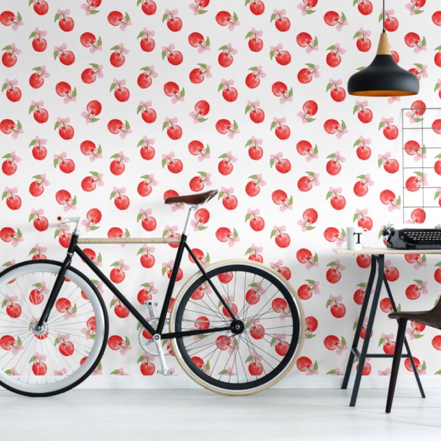 Coquette Kersen en Roze Bogen Peel en Stick Behang (Creator heeft geüpload)