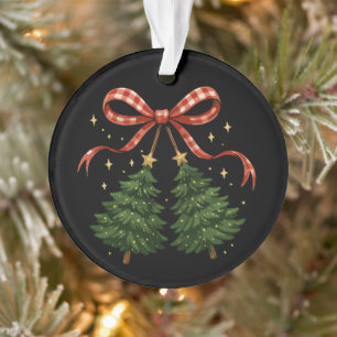 Coquette Kersen Kerstboom Geruite Strik Winter  Ornament