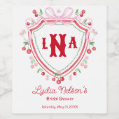 Coquette Kersen Monogame Bruids-Shower Wijn Etiket (Enkel label)