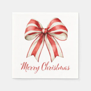 Coquette Kerst Rood & Wit Candy Cane Bow Servet
