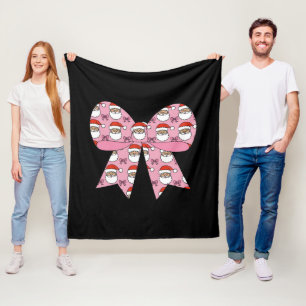 Coquette Kerst Roze Strik Kerstman Vintage Retro Fleece Deken