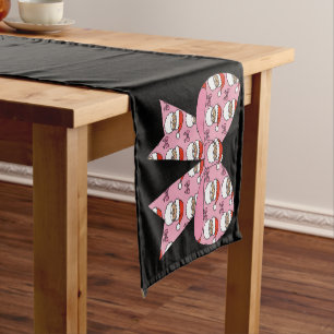 Coquette Kerst Roze Strik Kerstman Vintage Retro Korte Tafelloper