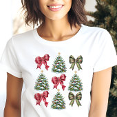 Coquette Kerstbogen en bomen Retro Tri-Blend Shirt