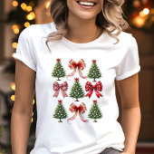 Coquette Kerstbogen en bomen Tri-Blend Shirt