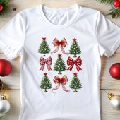 Coquette Kerstbogen en bomen Tri-Blend Shirt