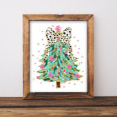 Coquette Kerstboom Preppy Holiday Bow Poster