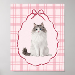 Coquette Lapjeskat Roze Waterverf Poster