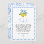 Coquette Lemon Mediterranean Wavy Baby shower Bedankkaart (Voorkant / Achterkant)