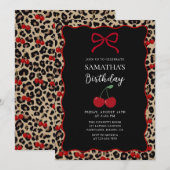 Coquette Leopard Cheetah Girl Birthday Invitation (Devant / Derrière)