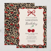 Coquette Leopard Cheetah Girl Birthday Invitation (Devant / Derrière)