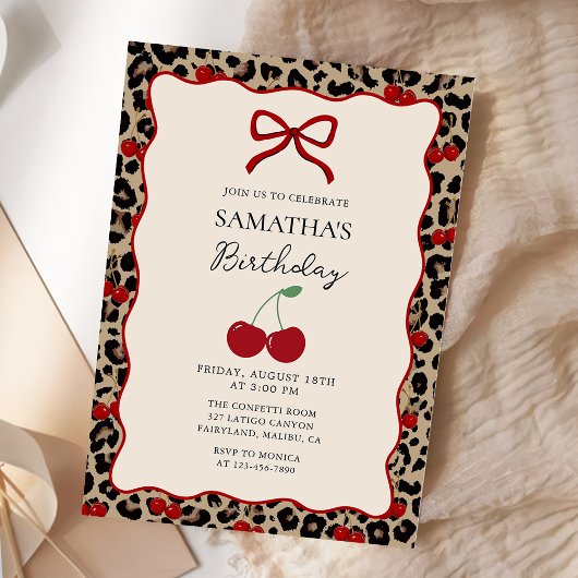 Coquette Leopard Cheetah Girl Birthday Invitation