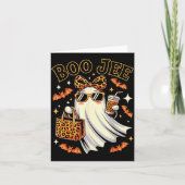 Coquette Leopard Ghost Coffee Boo Jee Halloween Bo Kaart (Voorkant)
