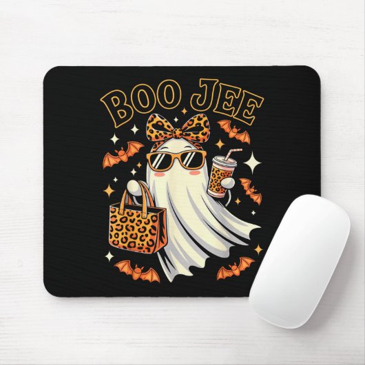 Coquette Leopard Ghost Coffee Boo Jee Halloween Bo Muismat (Met muis)