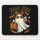Coquette Leopard Ghost Coffee Boo Jee Halloween Bo Muismat (Voorkant)
