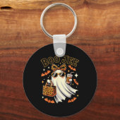 Coquette Leopard Ghost Coffee Boo Jee Halloween Bo Sleutelhanger (Voorkant)