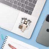 Coquette Leopard Ghost Coffee Boo-JEE Halloween Bo Sticker (Laptop met iPhone)