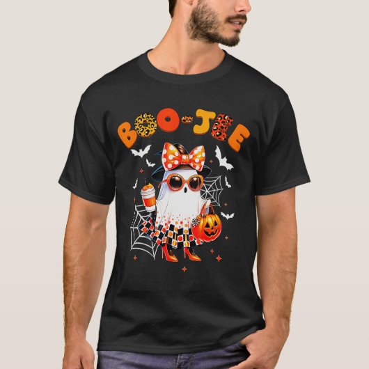 Coquette Leopard Ghost Coffee Boo-jee Halloween Bo T-shirt (Voorkant)