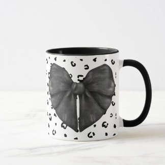 Coquette Léopard Noir Fille Imprimer Bow Mug