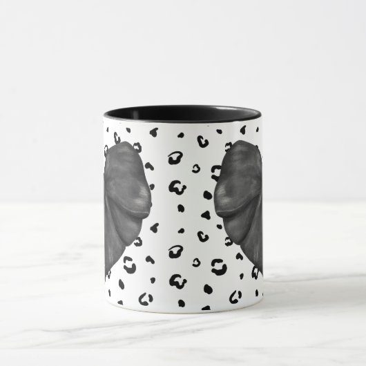 Coquette Léopard Noir Fille Imprimer Bow Mug (Centre)