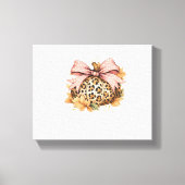 Coquette Leopard Pompoen met Roze Bow – Glam Herfs Canvas Afdruk (Voorkant)