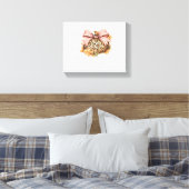 Coquette Leopard Pompoen met Roze Bow – Glam Herfs Canvas Afdruk (Insitu (Slaapkamer))