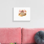 Coquette Leopard Pompoen met Roze Bow – Glam Herfs Canvas Afdruk (Insitu (Woonkamer))