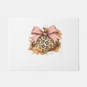 Coquette Leopard Pompoen met Roze Bow – Glam Herfs Deurmat (Voorkant)