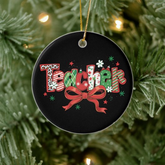 Coquette Leraar Kerst Crayon Vrolijk Kerstfeest Keramisch Ornament (Boom)