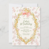 Coquette Lijst Roze Bow Toile Verjaardag Kaart (Voorkant)