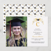  Coquette lint afstudeer monogram wapenschild  Kaart (Voorkant / Achterkant)