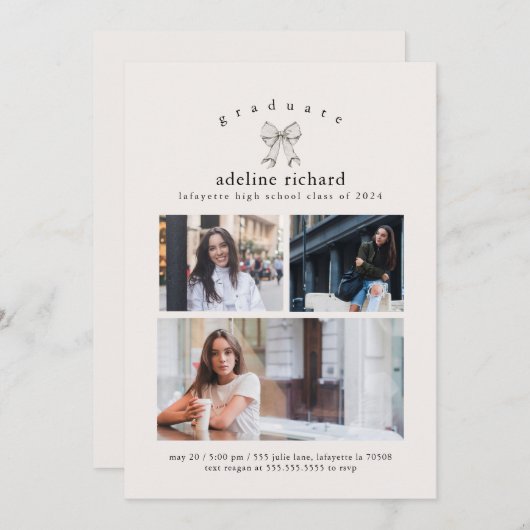 Coquette Lint Afstudeeraankondiging Kaart (Voorkant / Achterkant)