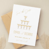 Coquette lint champagne fontein bruiloft save the date