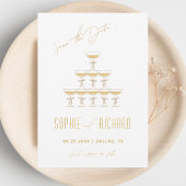 Coquette lint champagne toren fontein bruiloft save the date