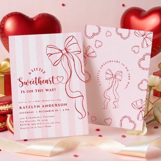 Coquette Little Sweetheart Baby Shower Invitation