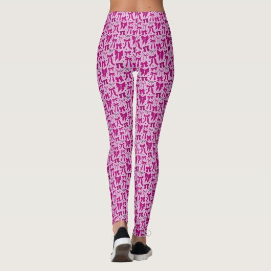 Coquette Magenta Bows Hand getrokken patroon Leggings (Achterkant)