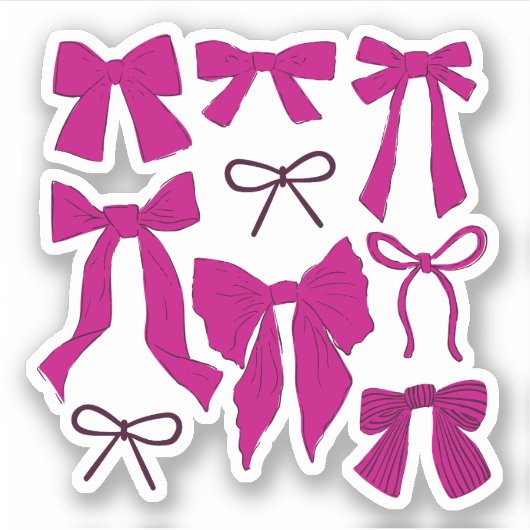 Coquette Magenta Bows Romantisch Sticker (Voorkant)