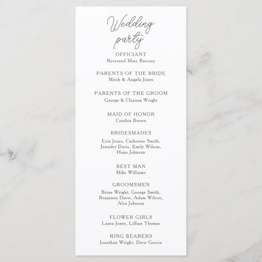 Coquette Magenta Bows Wedding Ceremony Programma (Achterkant)