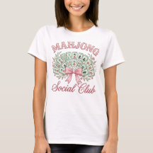 Coquette Mahjong Social Club T-shirt met strik