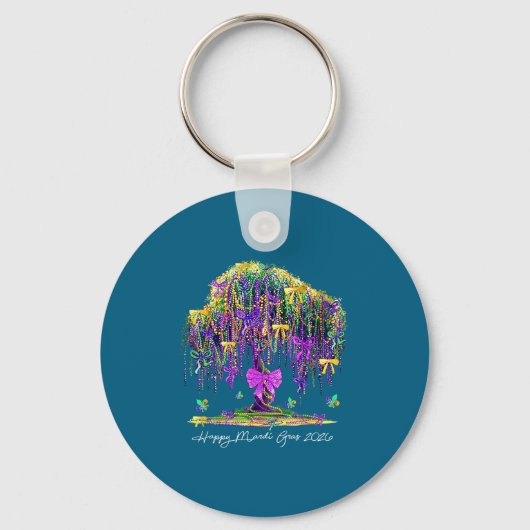 Coquette Mardi Gras 2026 Beads Tree Carnival New O Sleutelhanger (Voorkant)