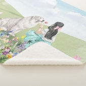 Coquette Meisje en Hond Spring Meadow Sherpa Blank Sherpa Deken (3/4)
