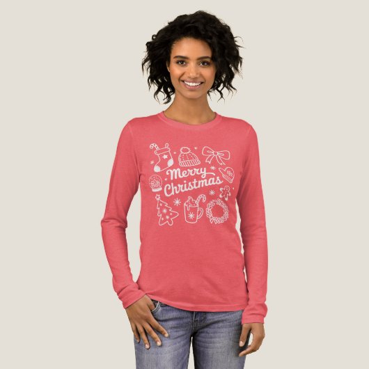 Coquette Merry Christmas Doodles Tree Bow Tri-Blend Shirt (Voorkant)