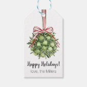Coquette Mistletoe Waterverf Gift Wrap Cadeaulabel (Voorkant)
