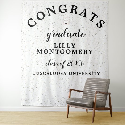 Coquette Monogram Afstuderen Foto Achtergrond Wandkleed (In situ)